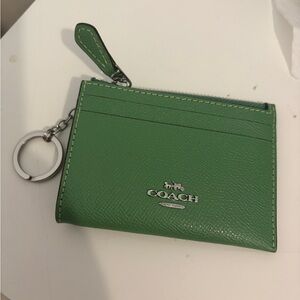 Coach Green Leather Key Ring Wallet